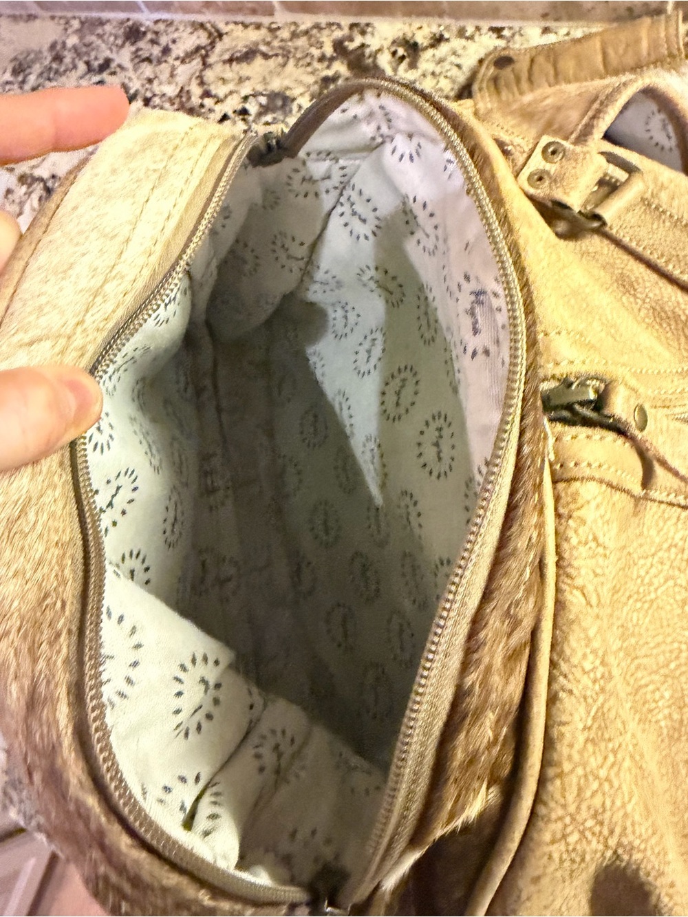 Myra Bag Tan Leather & Brown White Cowhide Weekender Bag - Picture 7 of 11